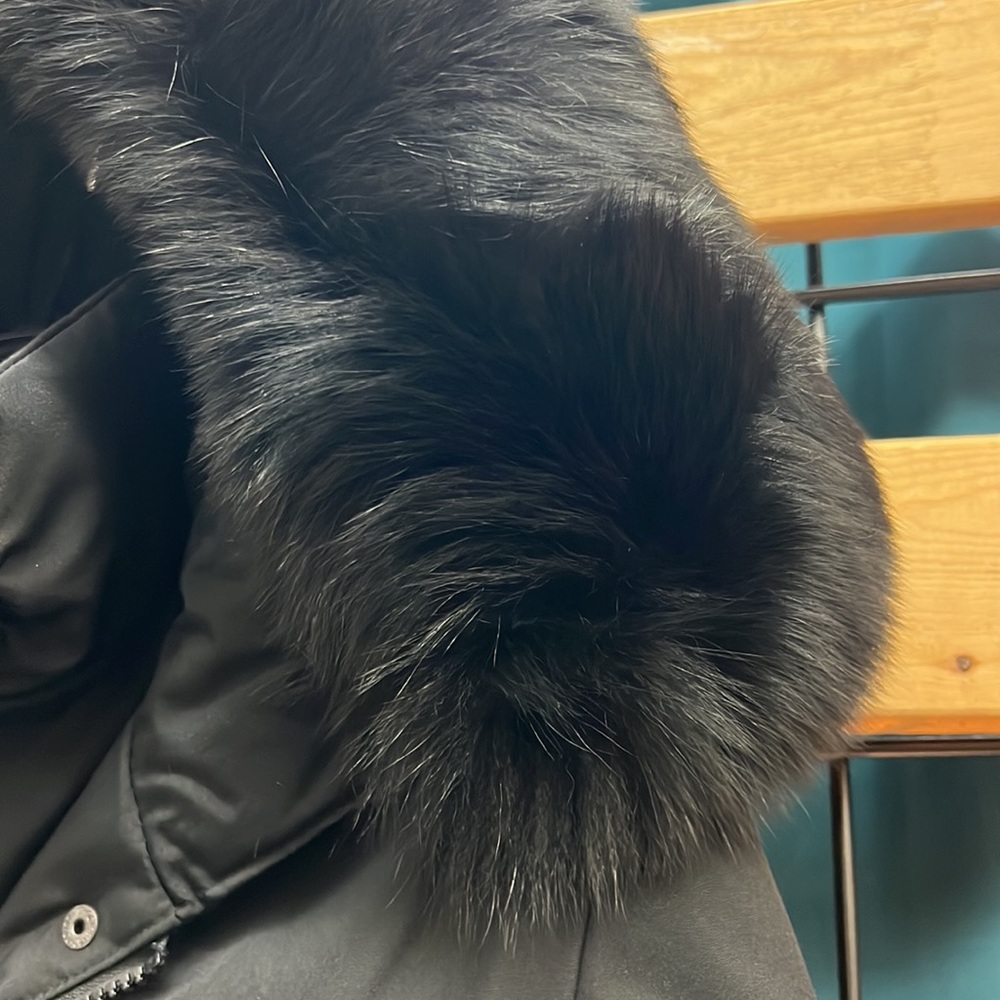 NWT,1 MADISON Detachable FOX FUR PARKA DOWN COAT,(black with black real fur) - Picture 14 of 16